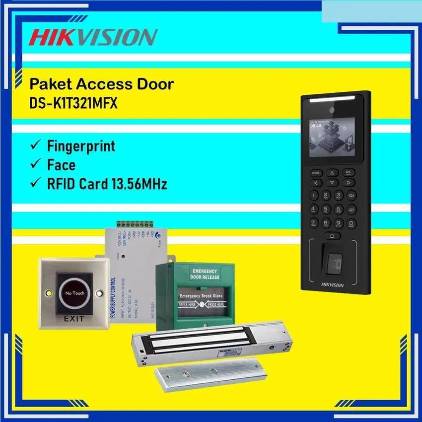 PAKET ACCESS DOOR HIKVISION FACE DAN FINGER SLIM FULL SET PEMASANGAN