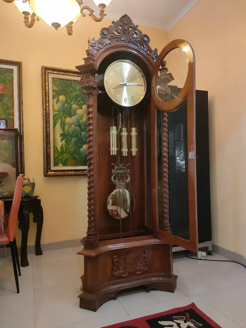Jam Junghans Grandfather 8 Senar Mesin Besar 22 cm Kondisi Normal