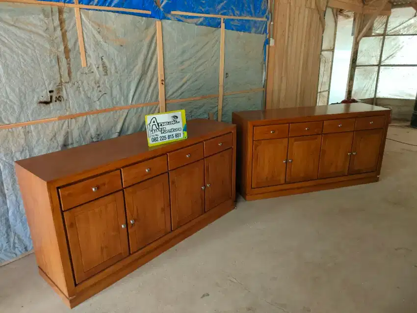 Bufet minimalis ready siap kirim full kayu jati