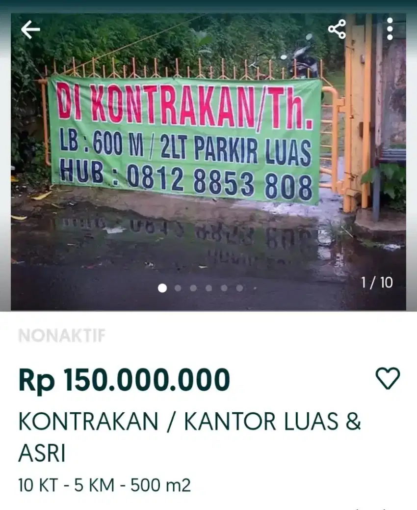kontrakan / tahun, rumah luas dan asri