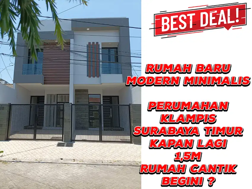 MURAH KLAMPIS WISMA MUKTI 1M-an Rumah Baru Surabaya Timur Minimalis
