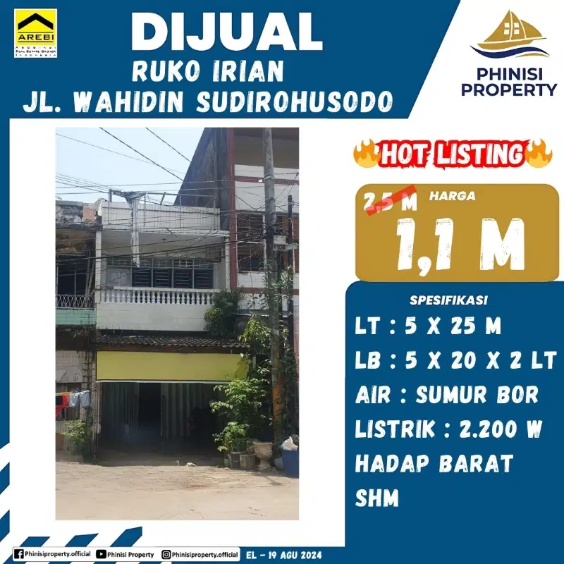 Ruko 2 lantai di Wahidin Sudirohusodo