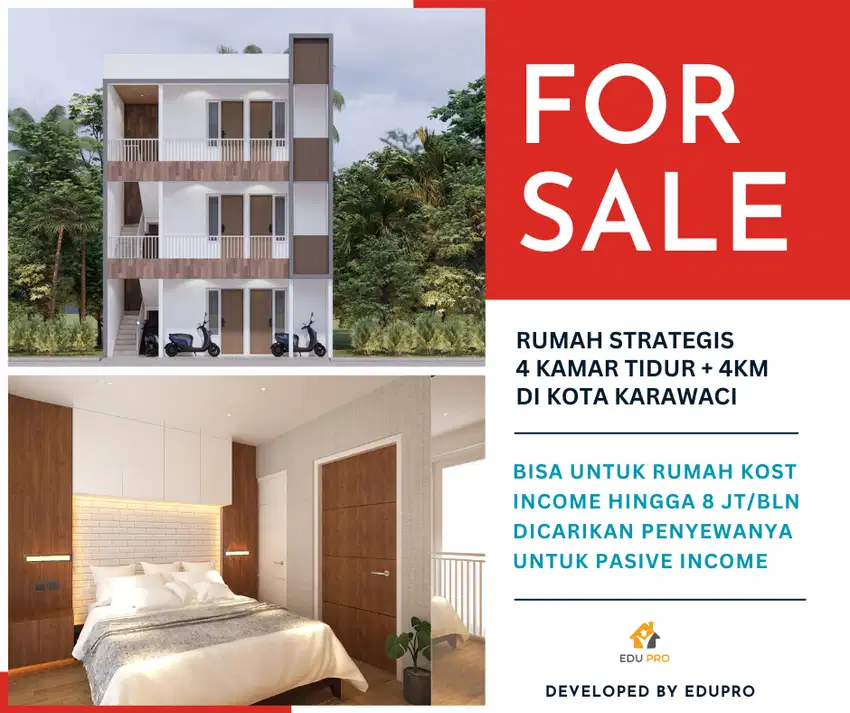 Jual Rumah di Karawaci Gratis Interior + AC + utk Hunian atau kosan