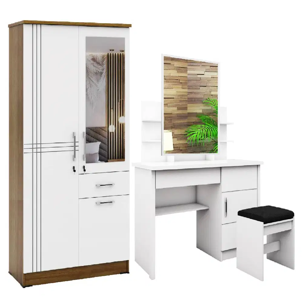 LEMARI PAKAIAN DAN MEJA RIAS (PAKET NIKAHAN)