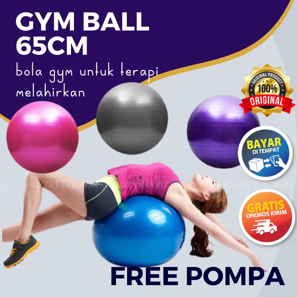 GYM BALL 65CM FREE POMPA Bola Gym Fitness Monggo Ready Siap Kirim