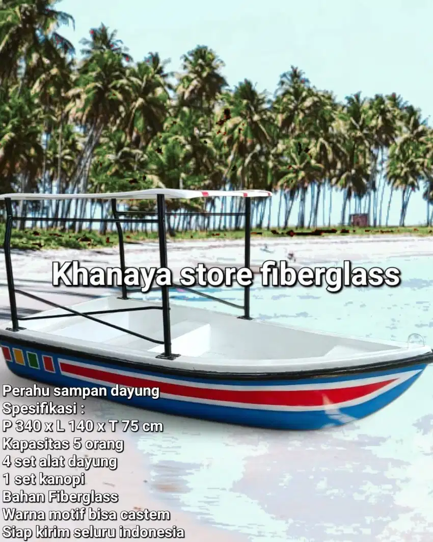 perahu sampan dayung/perahu sampan wisata 5 orng /perahu sampan fiber