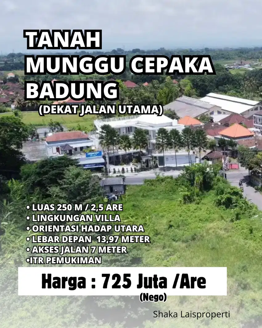 Tanah Luas Kecil Dekat Jalan Utama Cepaka Munggu