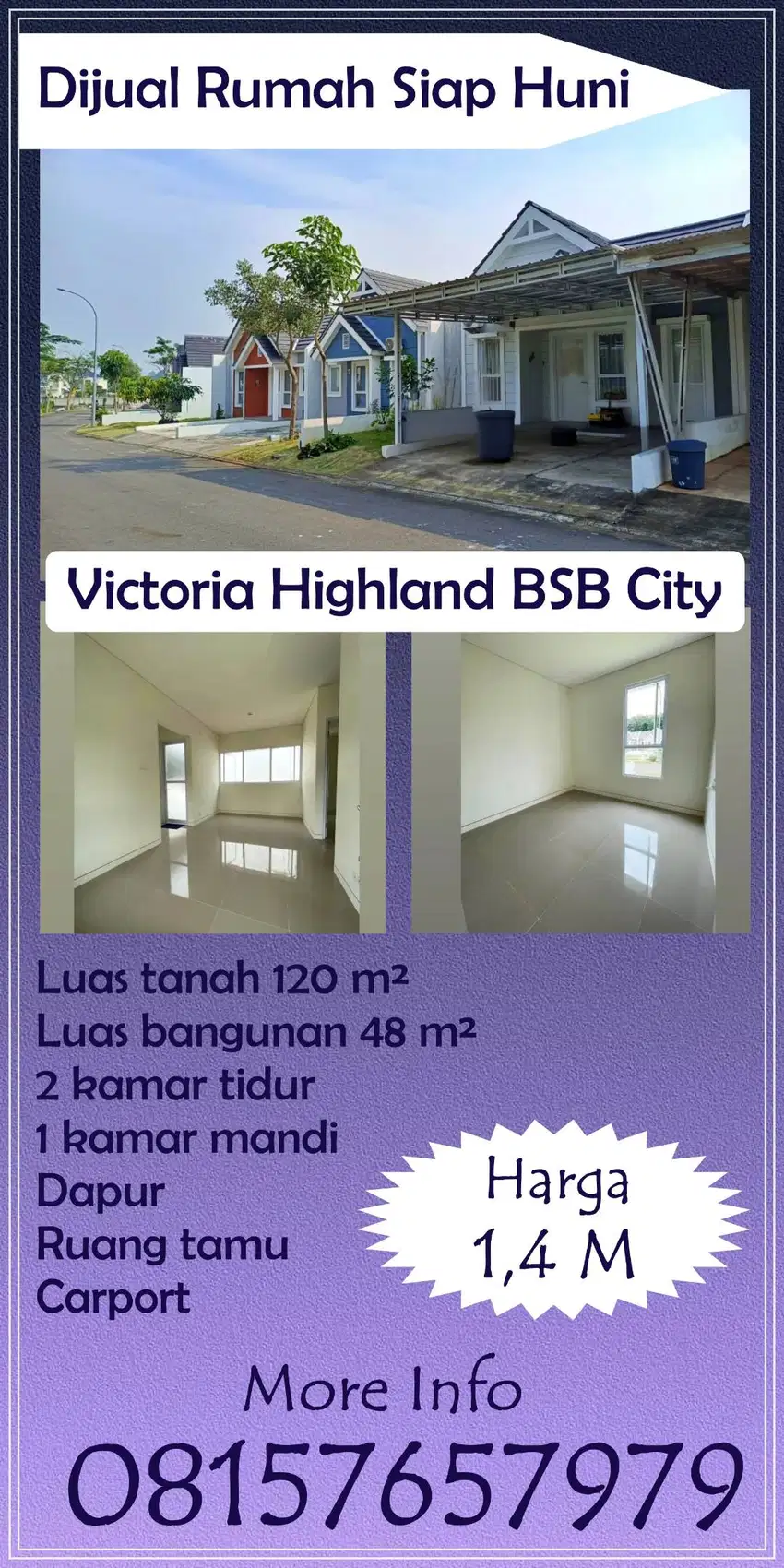 Dijual Cepat Rumah 1LT Victoria Highland
