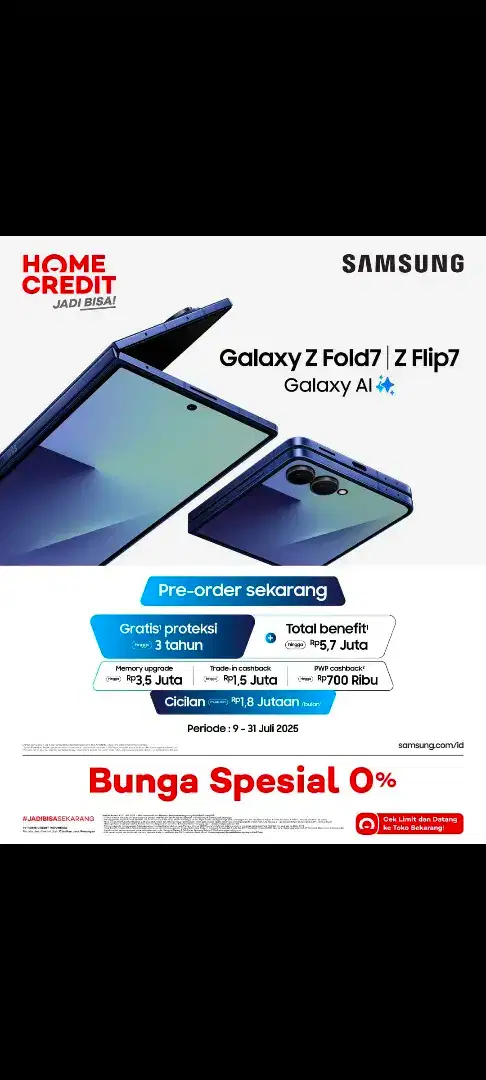 OPEN PO SAMSUNG GALAXY Z FOLD7 / Z FLIP7 CICILAN BUNGA 0%