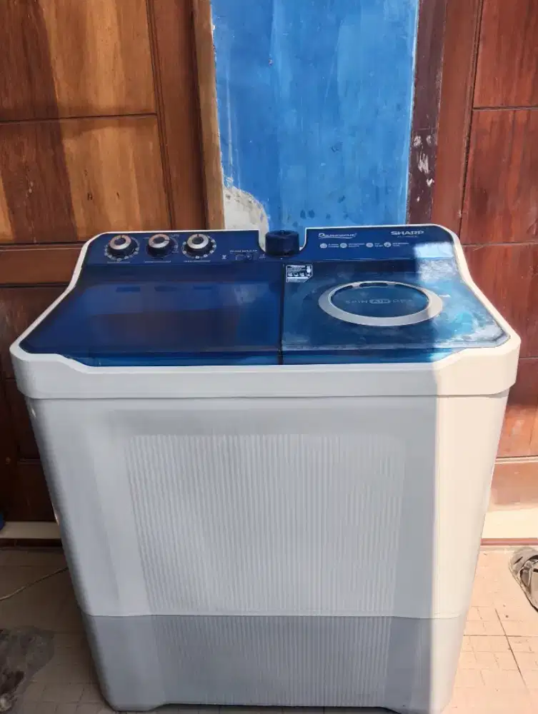 M cuci Sharp 2 tabung jumbo 14kg normal siap pakai garansi servis 1bln