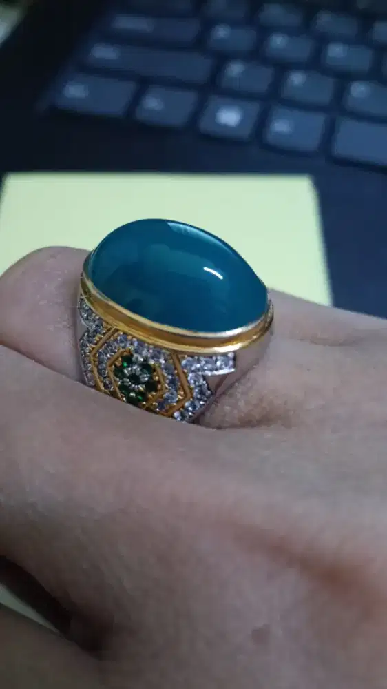 Batu bacan doko serat pulen ring perak