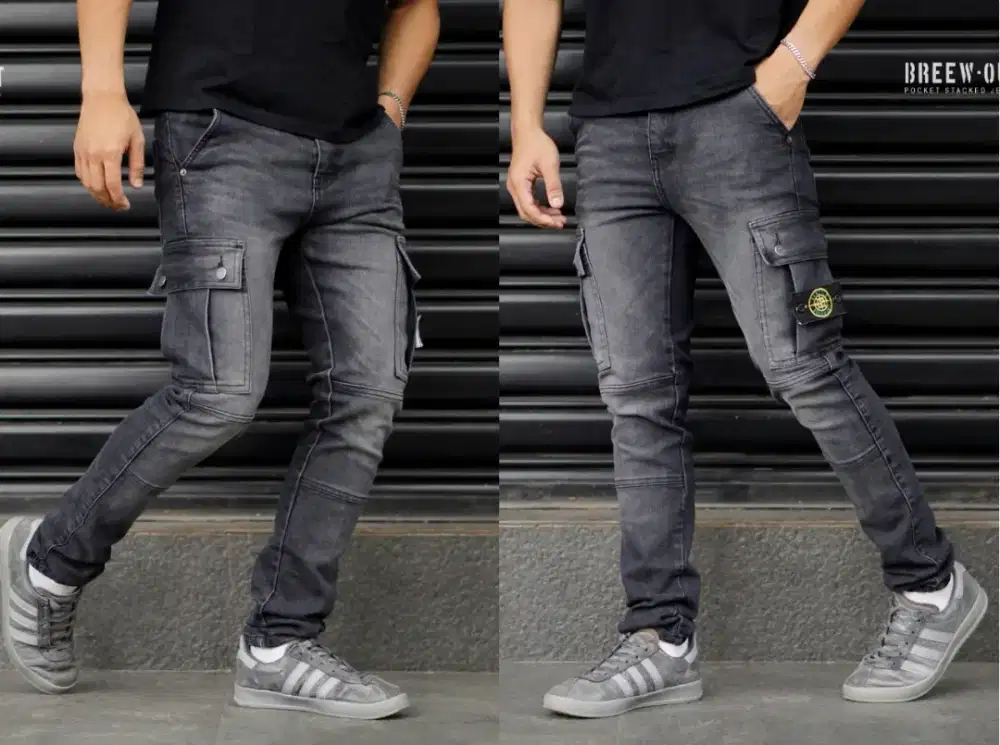 Celana Jeans Cargo Pria / Celana Cargo Cowok / Jeans Pria Slimfitt