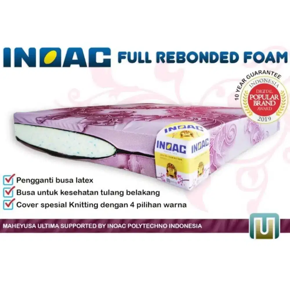 Kasur Busa INOAC Type Economy (Garansi 10 Tahun) Jacquard Tebal 18 cm