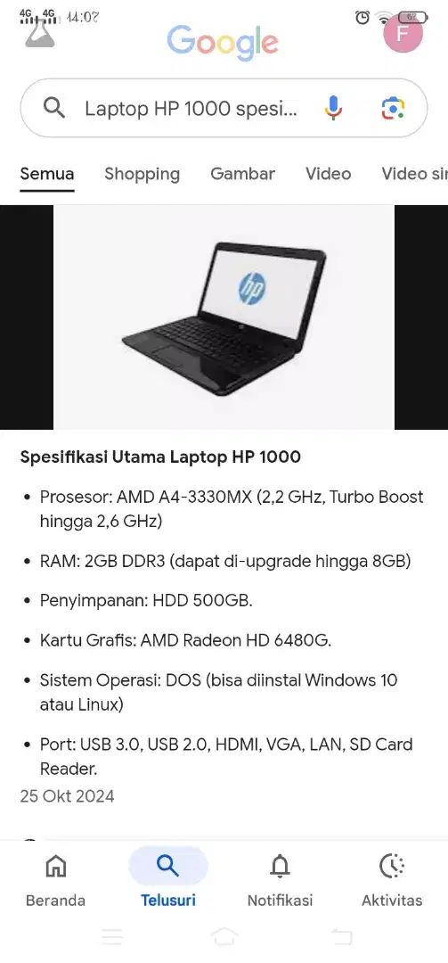 Jual laptop hp seken