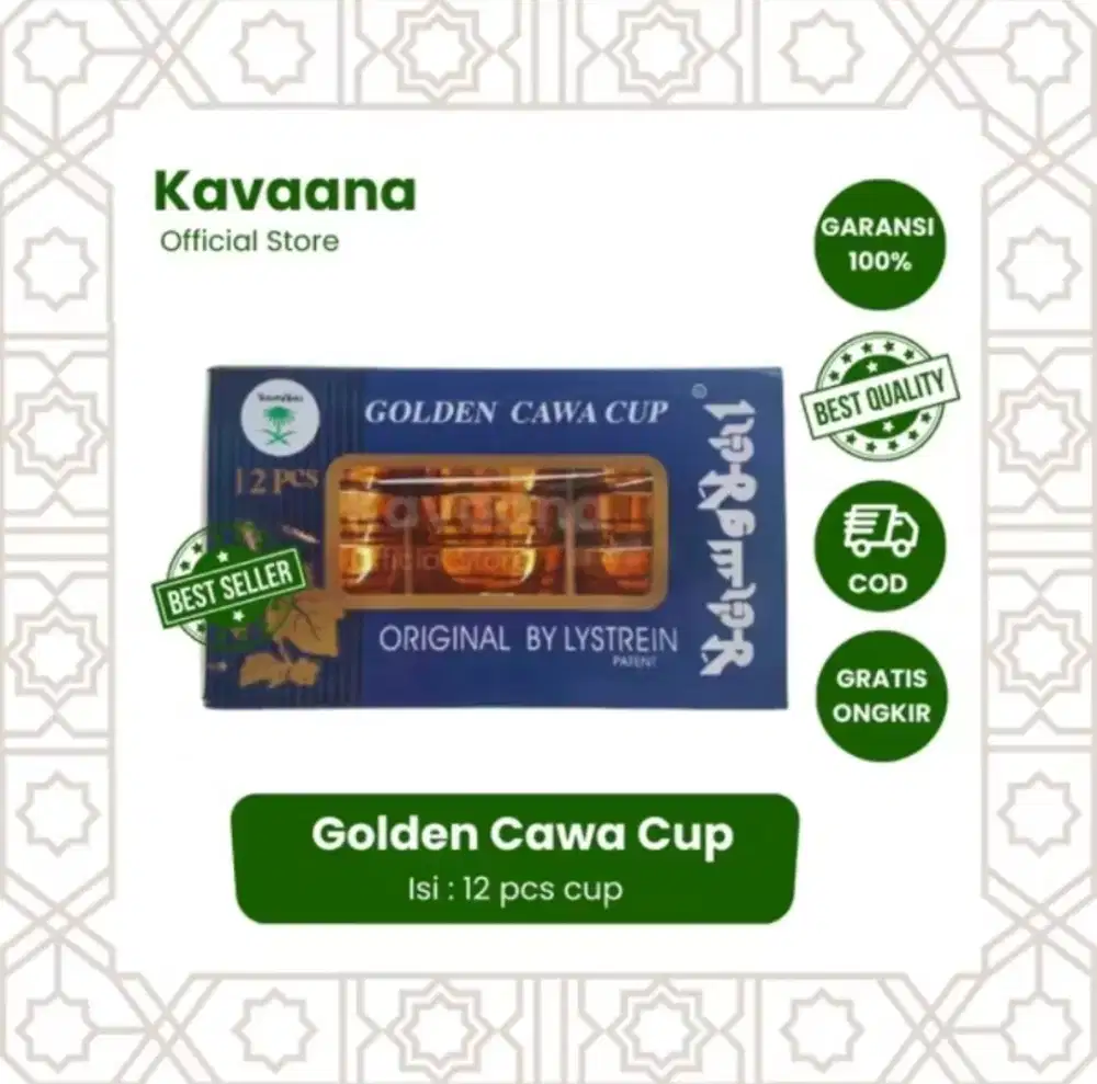 Golden Cawa Cup | Gelas Cawa Khas Arab | Gelas Selusin