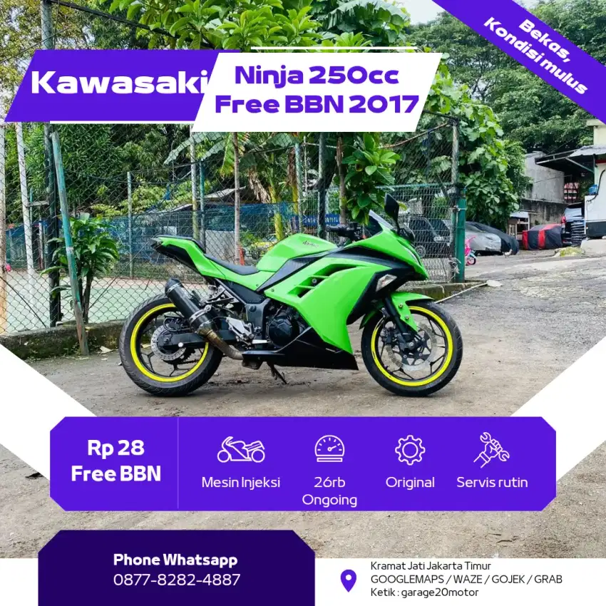 Kawasaki Ninja 250cc Free Balik Nama Jabodetabek Tahun 2017