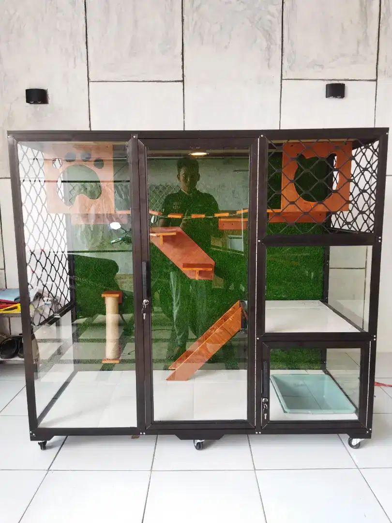 Kandang kucing alumunium premium