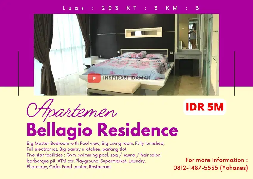 Apartemen Bellagio Residence Full Furnished di Setiabudi