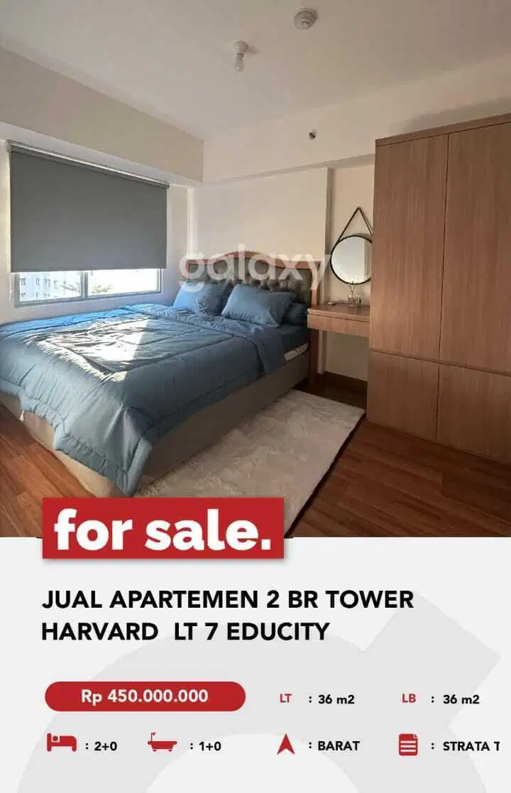 JUAL APARTEMEN 2 BR TOWER HARVARD LT 7 SEMI FURNISH ELLEGANCE