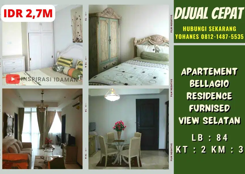 Apartemen Bellagio Residence Cantik Furnis View Selatan