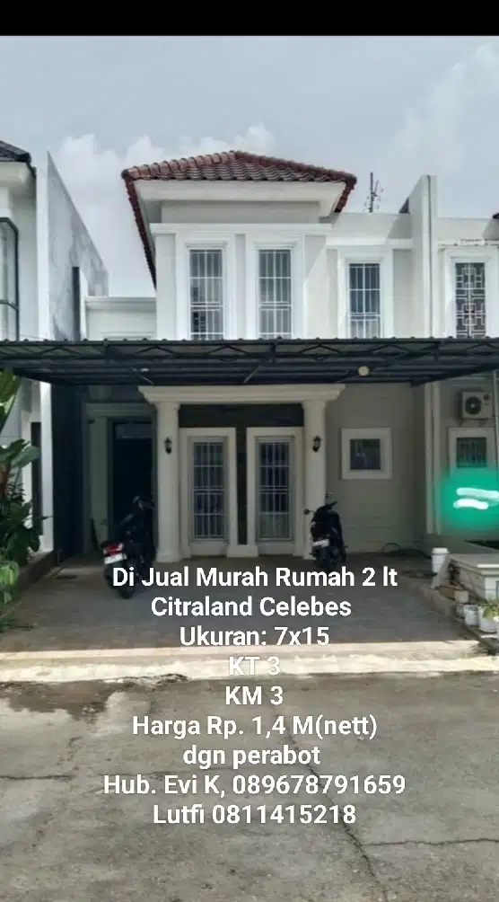 Di Jual Murah Rumah 2 lt, Citraland Celebes, jl.Hertasning