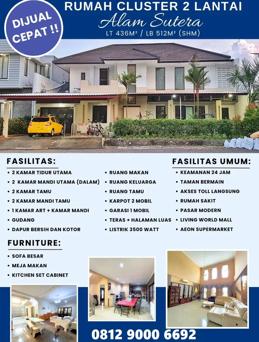Rumah Murah Besar Alam Sutera Buana Serpong Tangerang dkt tol Jakarta