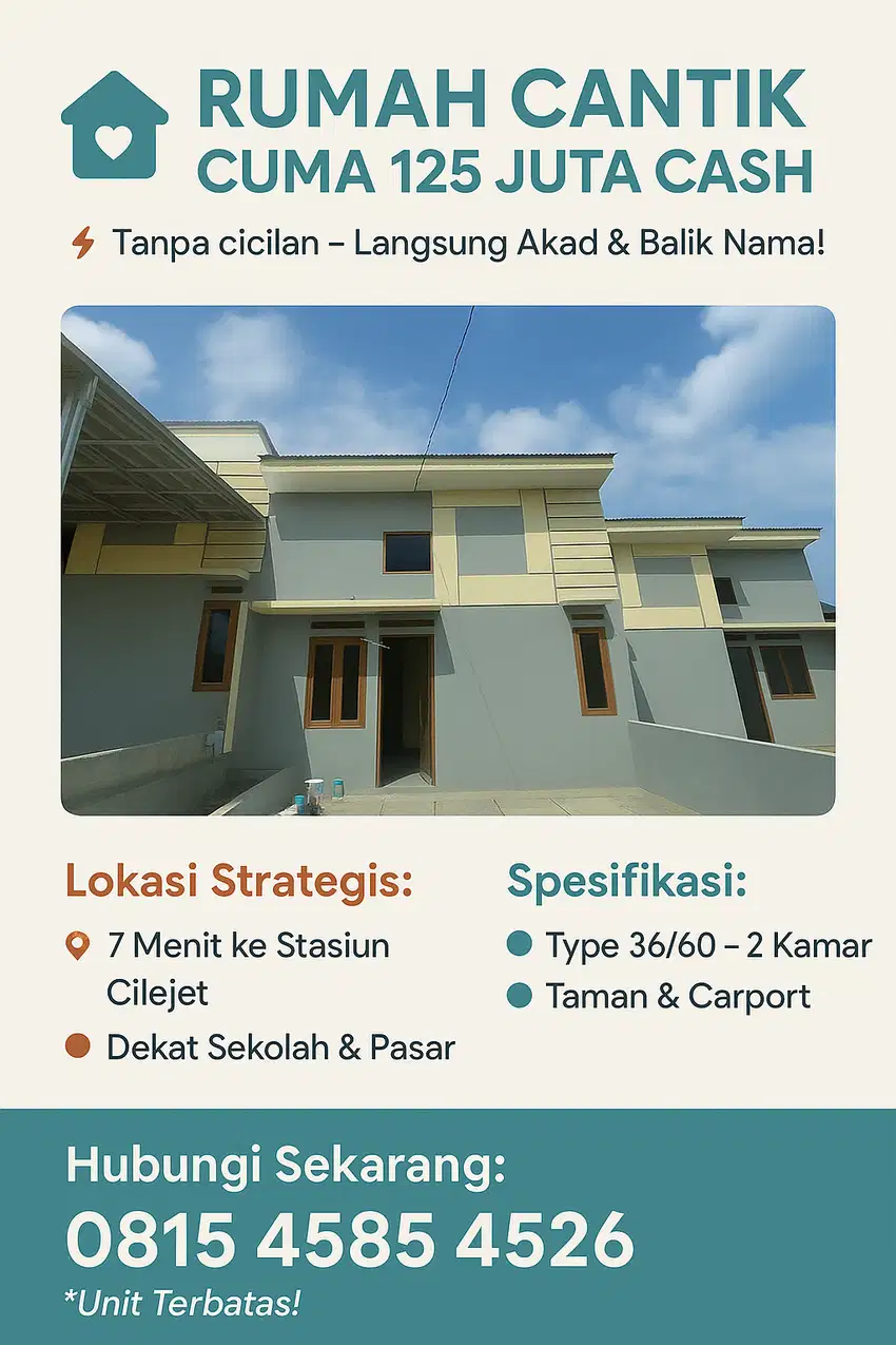 jual Perumahan inden 4 bulan bisa reques layout