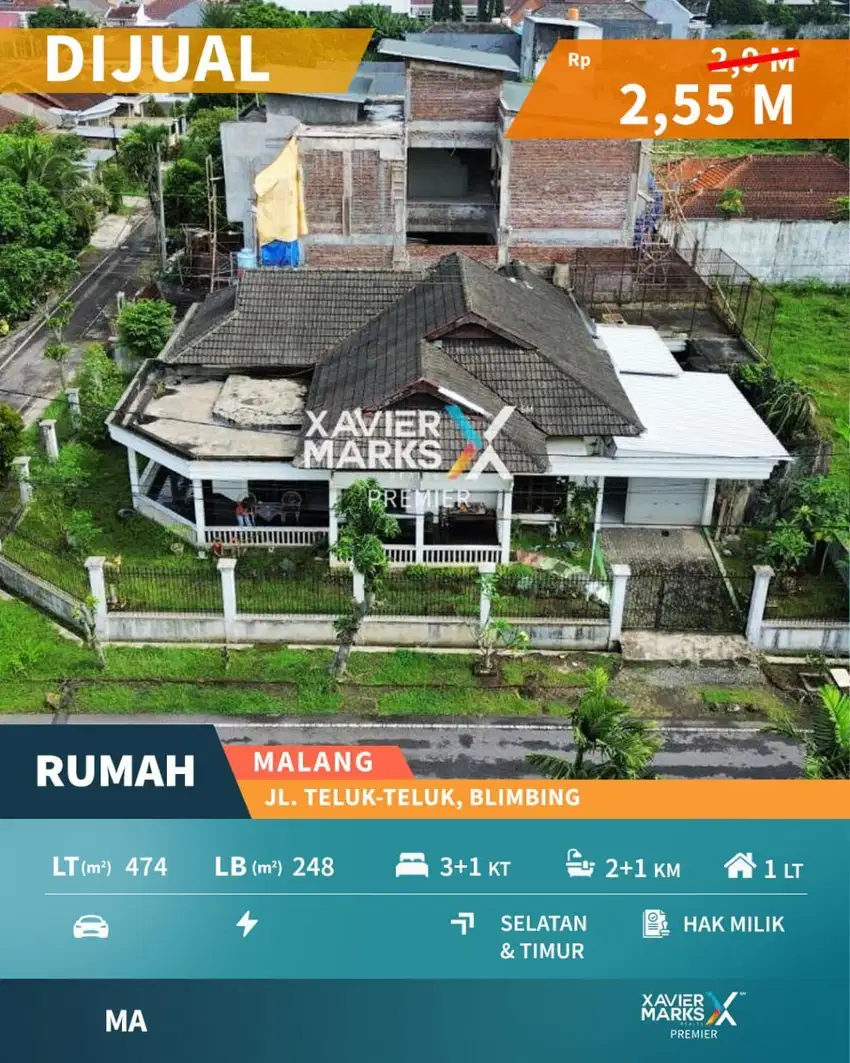 Dijual Rumah Hook Selangkah ke Terminal di Blimbing Malang