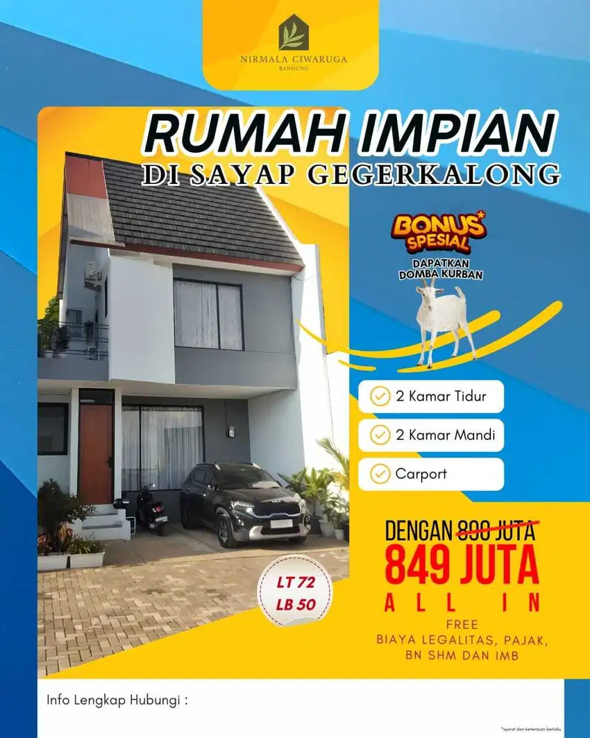 Dijual Cepat Rumah 800 jutan diciwaruga atas dekat Setiabudi Setrasari