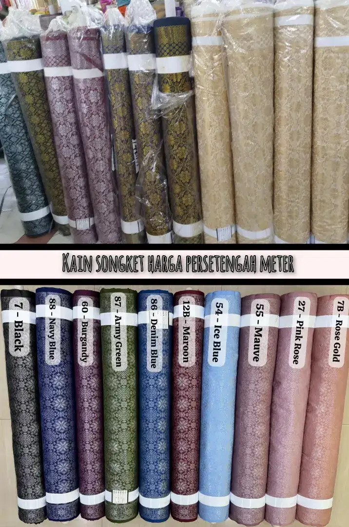 Kain songket semi palembang rollan