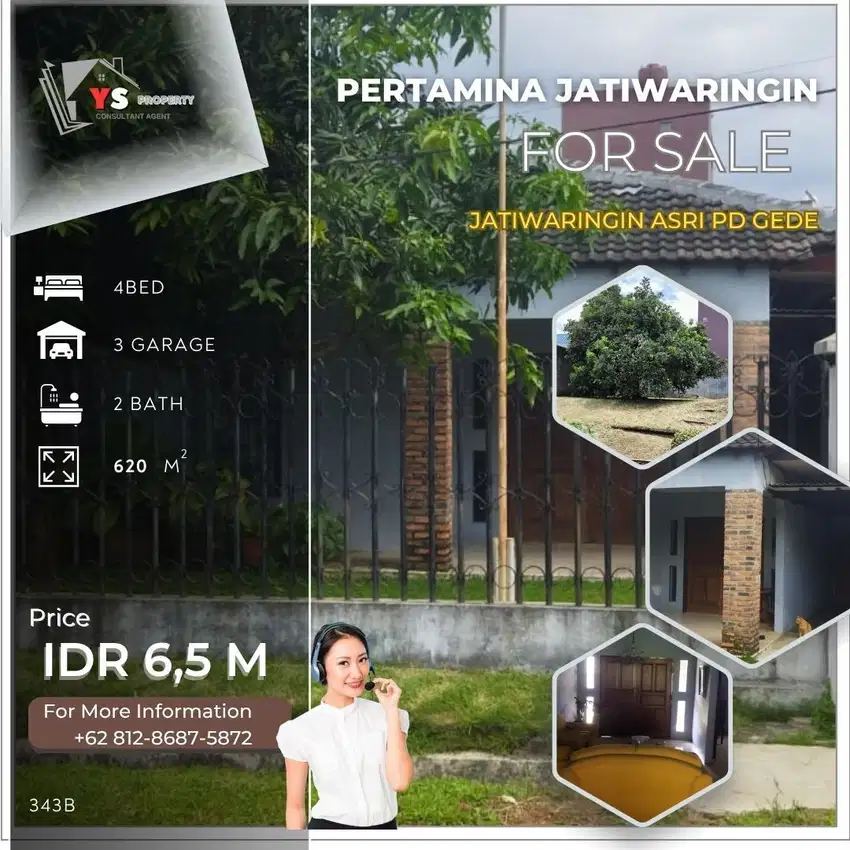 KOMPLEK PERTAMINA JATIWARINGIN RUMAH LUAS 1 LT DIJUAL CEPAT 343B