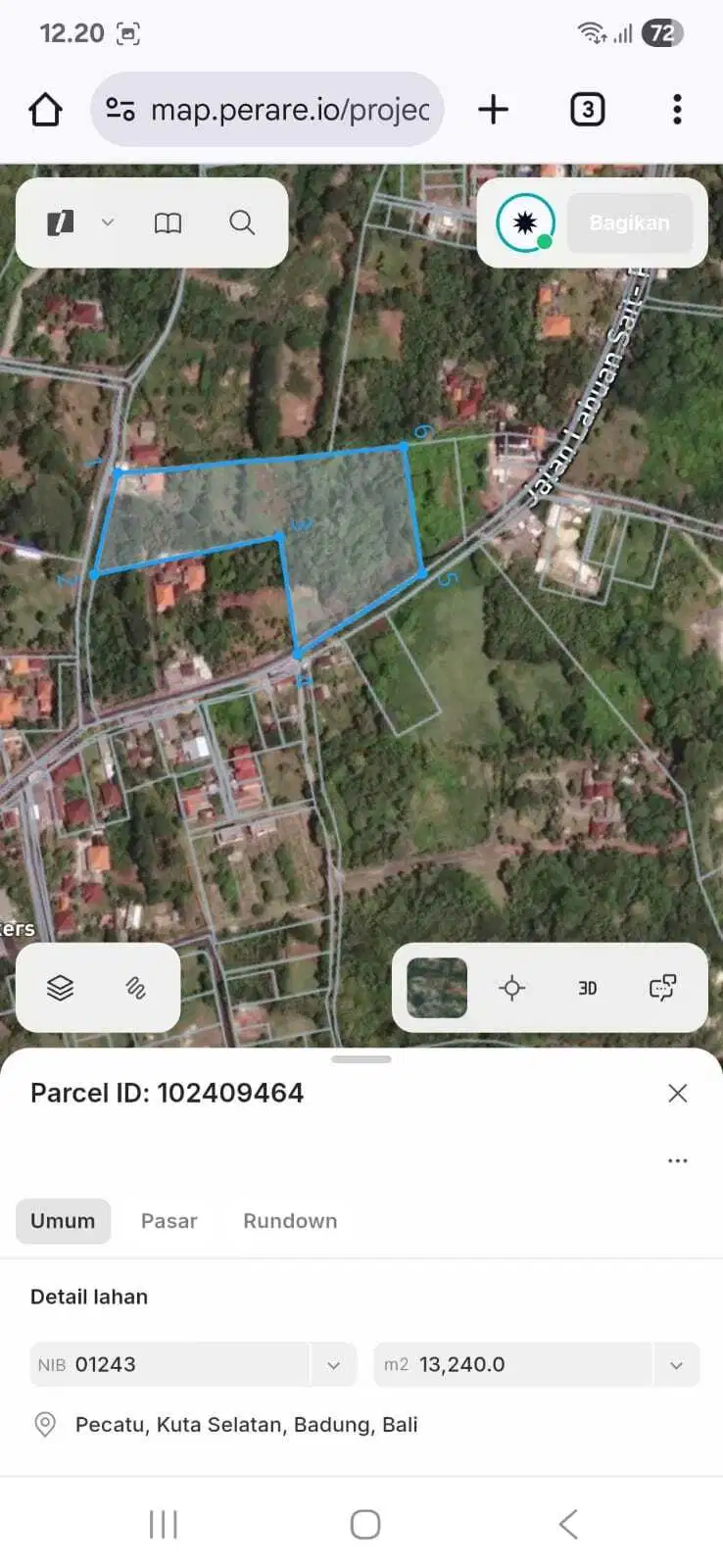 Di kontrakan tanah  Labuan Sait Pecatu