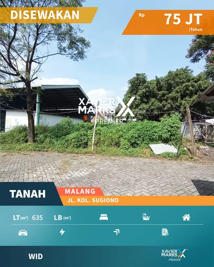 Disewakan Tanah Lokasi Jln. Kol. Sugiono Malang