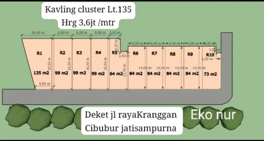 Kavling cluster 84mt Kranggan cibubur
