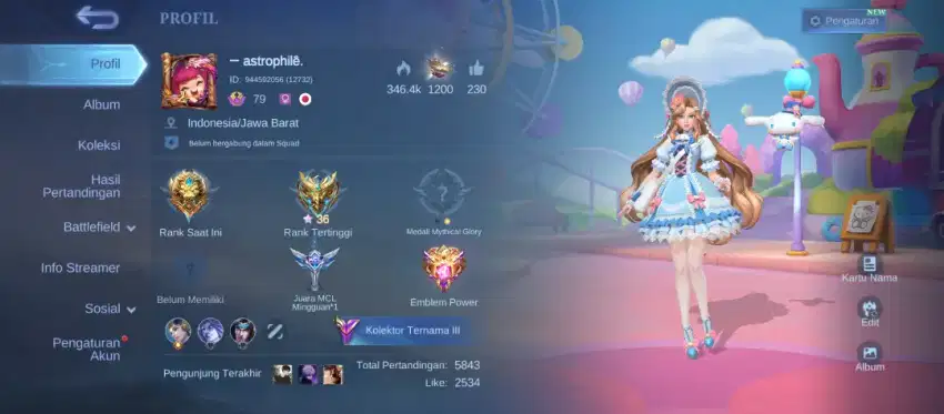Jual akun ml murah sultan