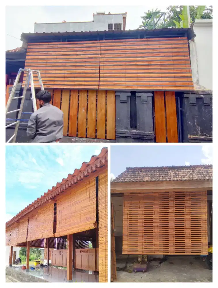 Tirai gulung kayu jati