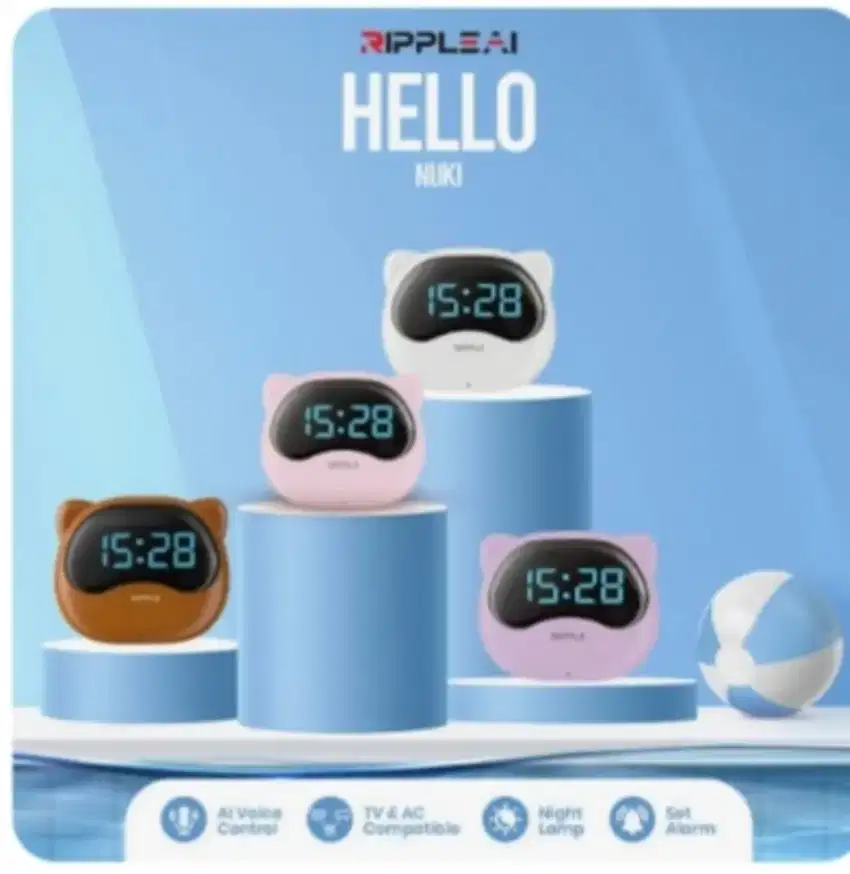 HELLO NUKI Smart AI AC Remote TV AC Alarm Night Lamp Smart jam pintar