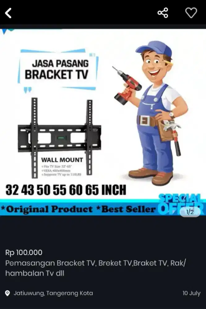 Pasang bracket TV, Rak, Hambalan, pengeboran