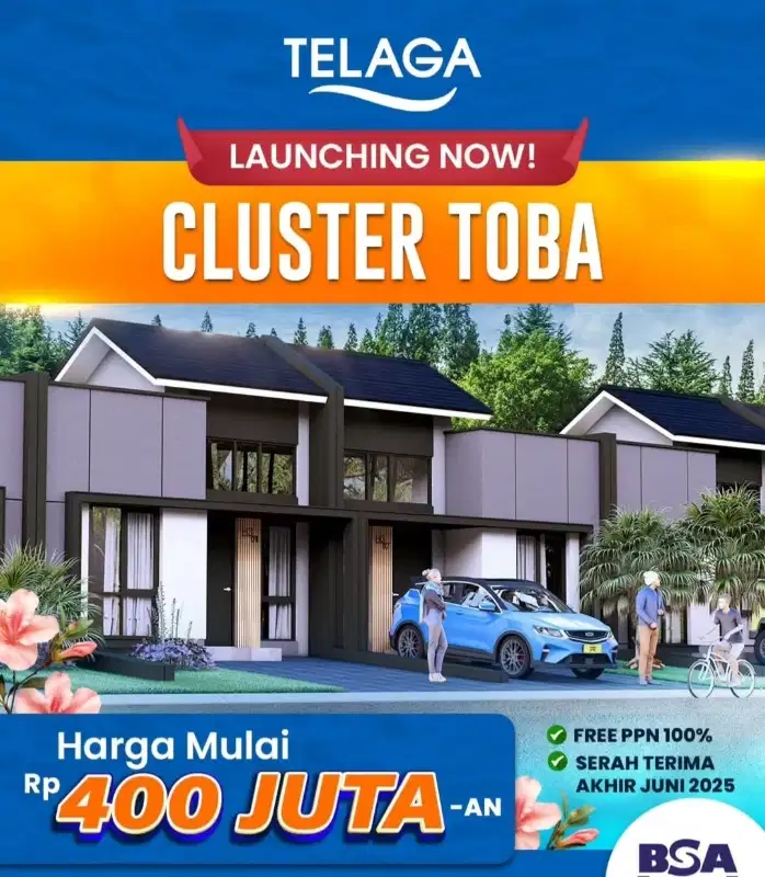 CLUSTER TOBA TELAGA LEGOK 2 LANTAI RUMAH SIAP HUNI JUNI 2024