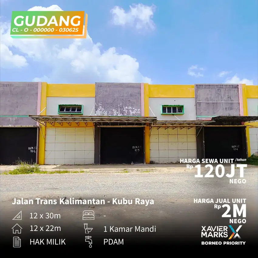 Gudang Transkalimantan Prima Lestari Jual Sewa Harga MURAH Siap pakai