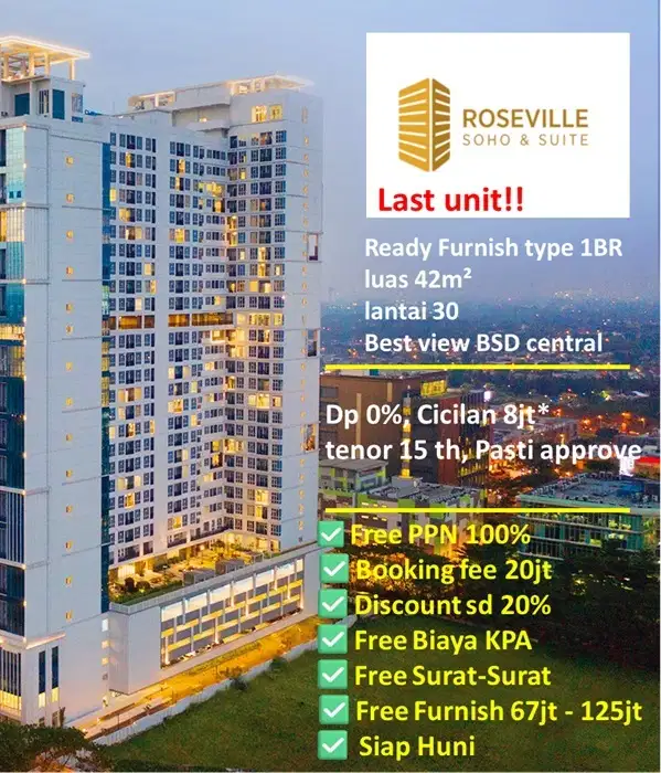 Last Unit, Apartment Roseville BSD, The Best View Unit