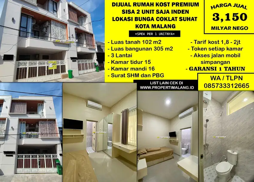 Rumah kos lokasi jalan bunga coklat suhat