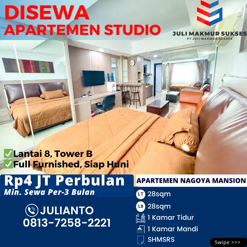 Disewa Apartemen Studio Full Furnished di Nagoya Mansion Batam