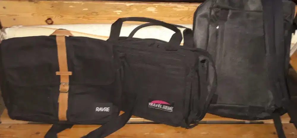 Paket Tas Hitam 3-in-1 - Cocok untuk Kerja, Sekolah, dan Traveling