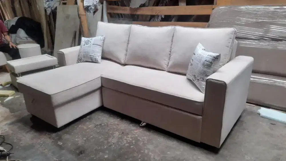 Sofa Bed Multifungsi Bisa Tarik + Ada Storage | Sofa Kasur Minimalis