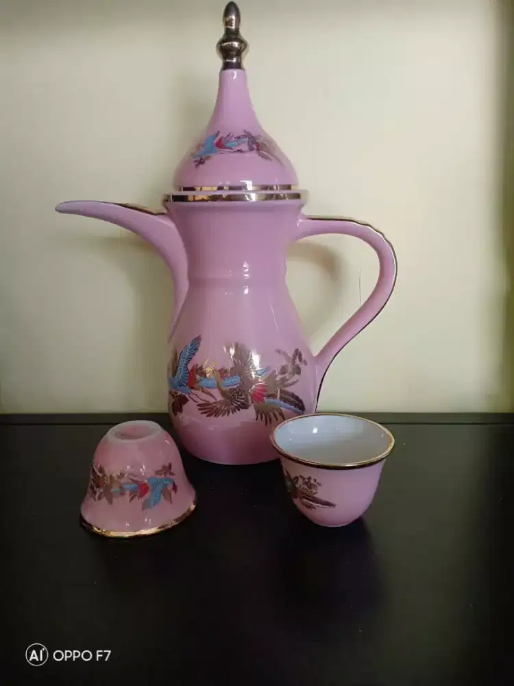 TeaSet Cantik Pink Keramik Dengan 6 Sloki