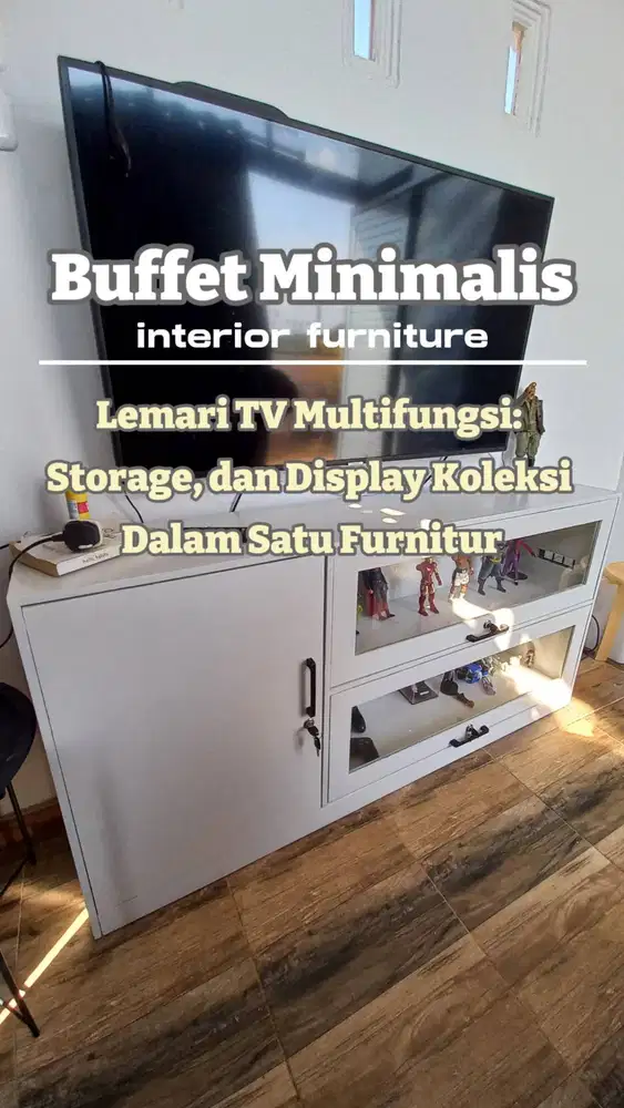 LEMARI TV MINIMALIS/BUFFET TV + ETALASE KACA/BUFFET TV MINIMALIS