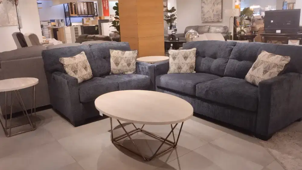 ASHLEY MAHONEY SOFA 3 SEATER + 2 SEATER NAVY