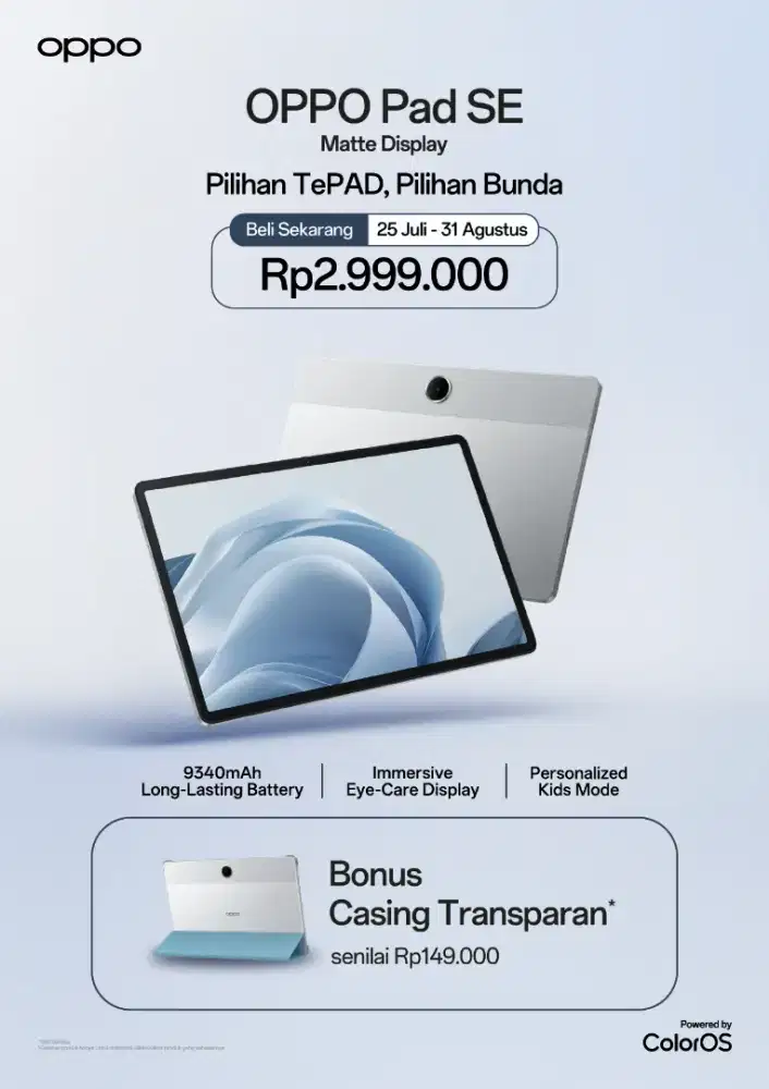 OPPO Pad SE 4GB/128GB Matte Display Garansi Resmi