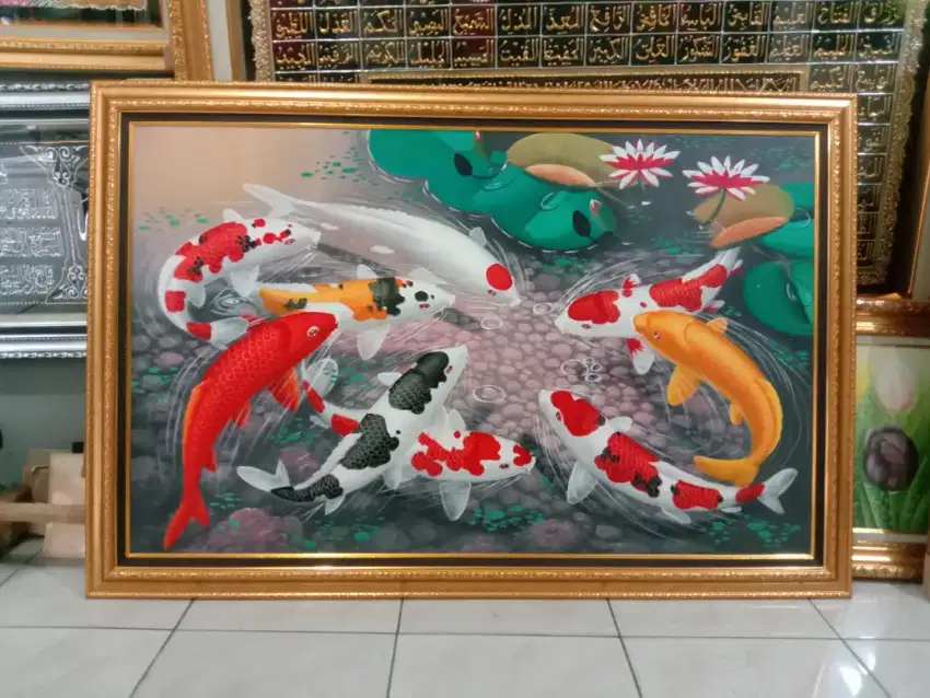Lukisan ikan koi 9 ekor